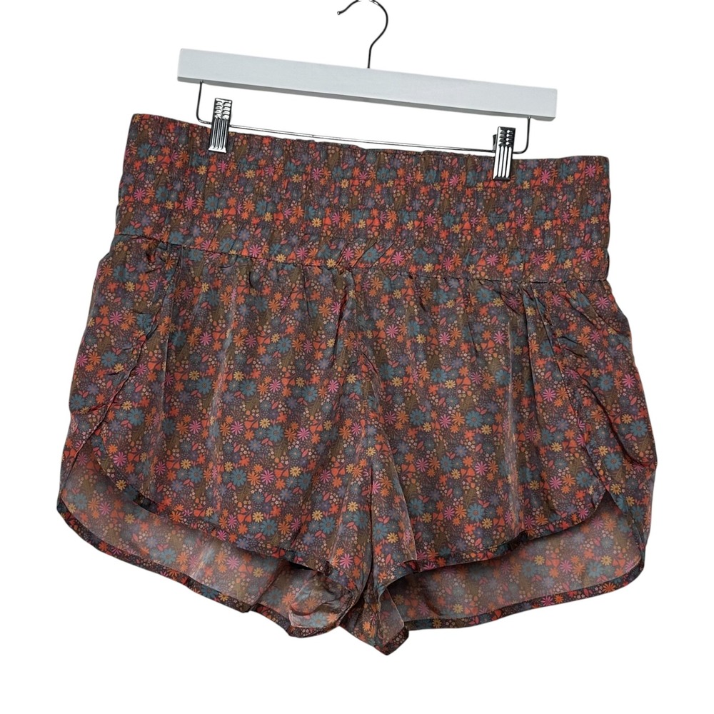 Natural Life Boho Floral Smocked High Waisted Running Shorts XL